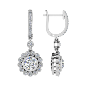 Lismely 0.70 - 2.00 Carat Natural Round cut Bezel Set  Drop Diamond Earrings
