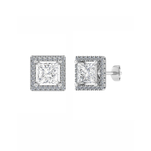 Kaia Lab-Created 4 Prong Halo Diamond Earrings