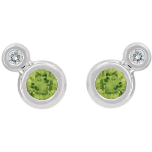 Gem 0.27 Carat Peridot Bezel Set  Diamond Earrings