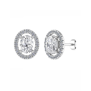 Joleen 0.10 - 3.00 Carat Lab-Created Oval cut 4 Prong  Halo Diamond Earrings