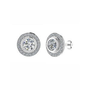 Jaselle Lab-Created Bezel Halo Diamond Earrings