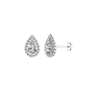 Exquisite Elegance and Timeless Sparkle, Pear Shaped Diamond Halo Earring