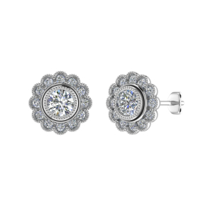 Jenaya Lab-Created 4 Prong Halo Diamond Earrings