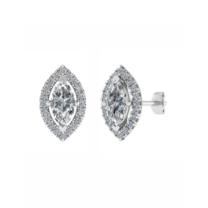 Marquises Cut Halo Stud Earring For Gift