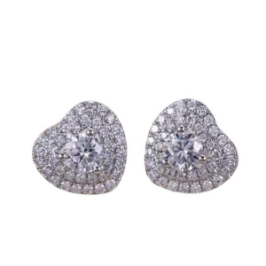 Iris Lab-Created White Gold Prong Set Halo Diamond Earrings