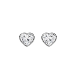 Leeza Lab-Created White Gold Bezel Set Studs Diamond Earrings