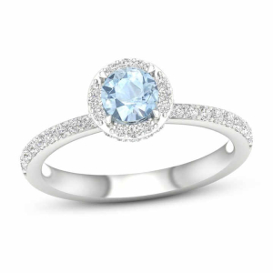 Bellona Round cut 4 Prong  Aquamarine Engagement Ring