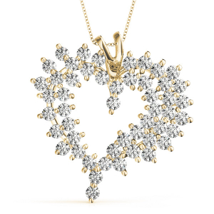 Rosalia Natural Diamond Yellow Gold 2 Prong Heart Necklace