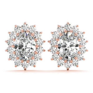 Sandrea Lab-Created Rose Gold Prong Set Halo Diamond Earrings