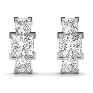 Chlara Lab-Created Princess cut Channel Set Cluster Diamond Earrings