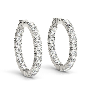 Bonnie Lab-Created Round cut  Hoop Diamond Earrings