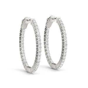 luca Lab-Created Round cut  Hoop Diamond Earrings