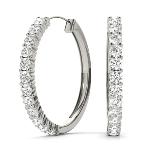 Evelyn Lab-Created Round cut  Hoop Diamond Earrings
