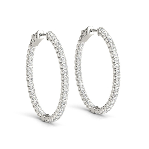 Lewis Lab-Created Round cut  Hoop Diamond Earrings