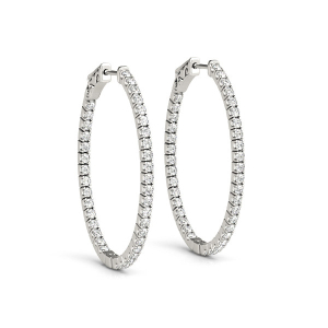 Aisha Lab-Created Round cut  Hoop Diamond Earrings