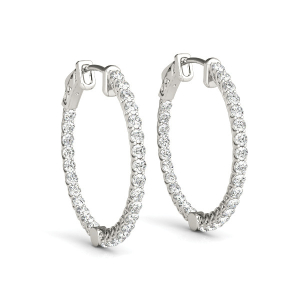 Ellie Lab-Created Round cut  Hoop Diamond Earrings