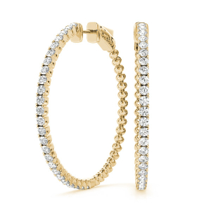 Abigail Lab-Created Yellow Gold Hoop Diamond Earrings