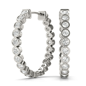 Ronnie Lab-Created Round cut  Hoop Diamond Earrings