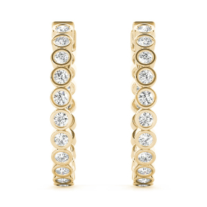 Ronnie Lab-Created Yellow Gold Hoop Diamond Earrings