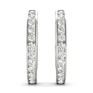 Aimee Lab-Created Round cut Hoop Diamond Earrings