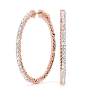 Hazel Lab-Created Rose Gold Hoop Diamond Earrings