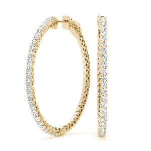 Hazel Lab-Created Yellow Gold Hoop Diamond Earrings