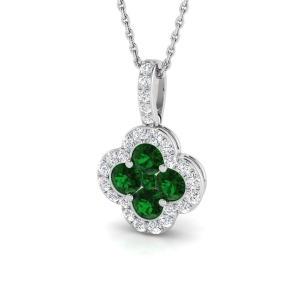 Willow White Gold Prong Set Emerald Necklace