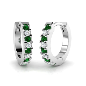 Eloise Emerald Rose Gold Prong Set  Diamond Earrings