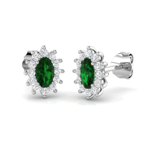 Sophie Emerald Prong Set  Diamond Earrings