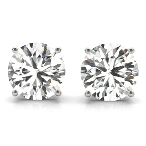 Rheena Lab-Created White Gold 4 Prong Set Studs Diamond Earrings