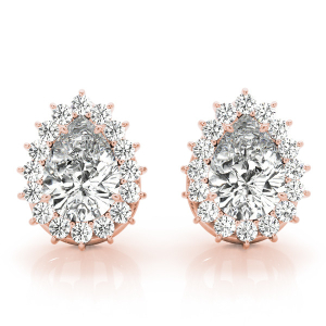 Elke Lab-Created Rose Gold Halo Diamond Earrings