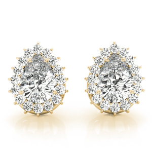 Elke Lab-Created Yellow Gold Halo Diamond Earrings
