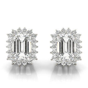 Ettie 0.25 - 1.50 Carat Lab-Created Emerald cut Halo Diamond Earrings