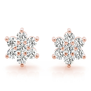 Basbas Lab-Created Rose Gold Diamond Cluster Earrings