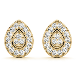 Fari Natural Yellow Gold Diamond Cluster Earrings
