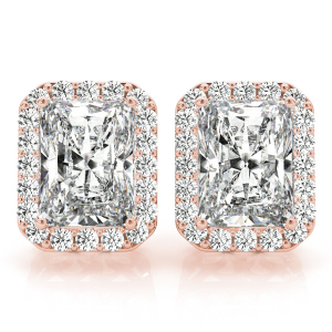 Edwena Lab-Created Rose Gold Halo Diamond Earrings