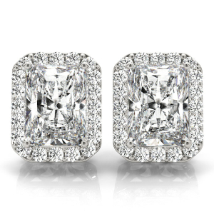 Edwena 0.25 - 7.00 Carat Lab-Created Emerald cut Halo Diamond Earrings