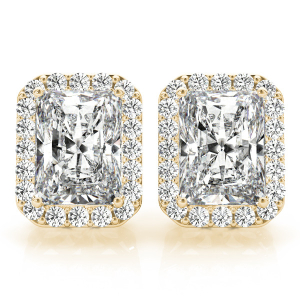 Edwena Lab-Created Yellow Gold Halo Diamond Earrings