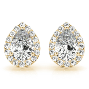  Elyna Lab-Created Yellow Gold Halo Diamond Earrings