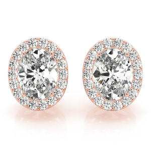  Eily Lab-Created Rose Gold Halo Diamond Earrings