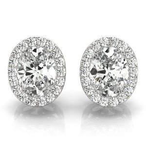  Eily 0.20 - 3.00 Carat Lab-Created Oval cut Halo Diamond Earrings