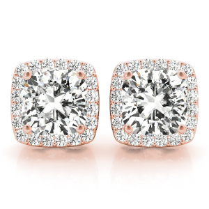 Eudora Lab-Created Rose Gold Halo Diamond Earrings