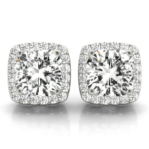 Eudora 0.20 - 3.00 Carat Lab-Created Cushion cut Halo Diamond Earrings