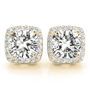 Eudora Lab-Created Yellow Gold Halo Diamond Earrings