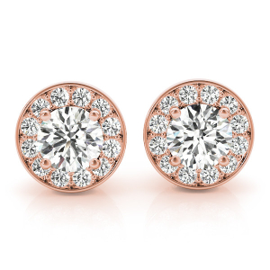 Eliise Lab-Created Rose Gold Halo Diamond Earrings