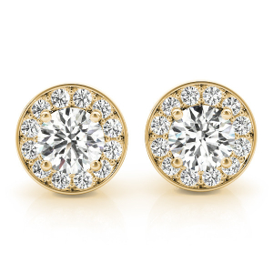 Eliise Lab-Created Yellow Gold Halo Diamond Earrings