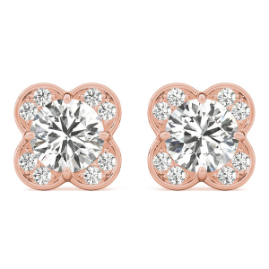 Estere Lab-Created Rose Gold Halo Diamond Earrings