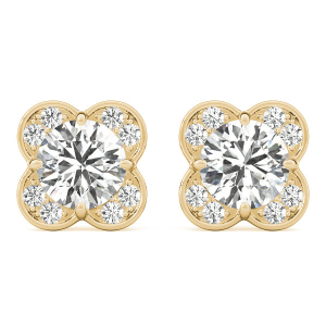 Estere Lab-Created Yellow Gold Halo Diamond Earrings