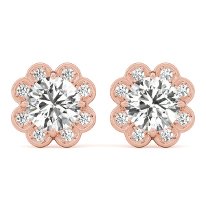 Eeva Lab-Created Rose Gold Halo Diamond Earrings