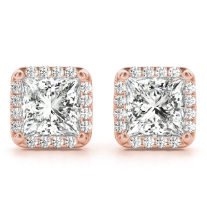 Edda Lab-Created Rose Gold Halo Diamond Earrings